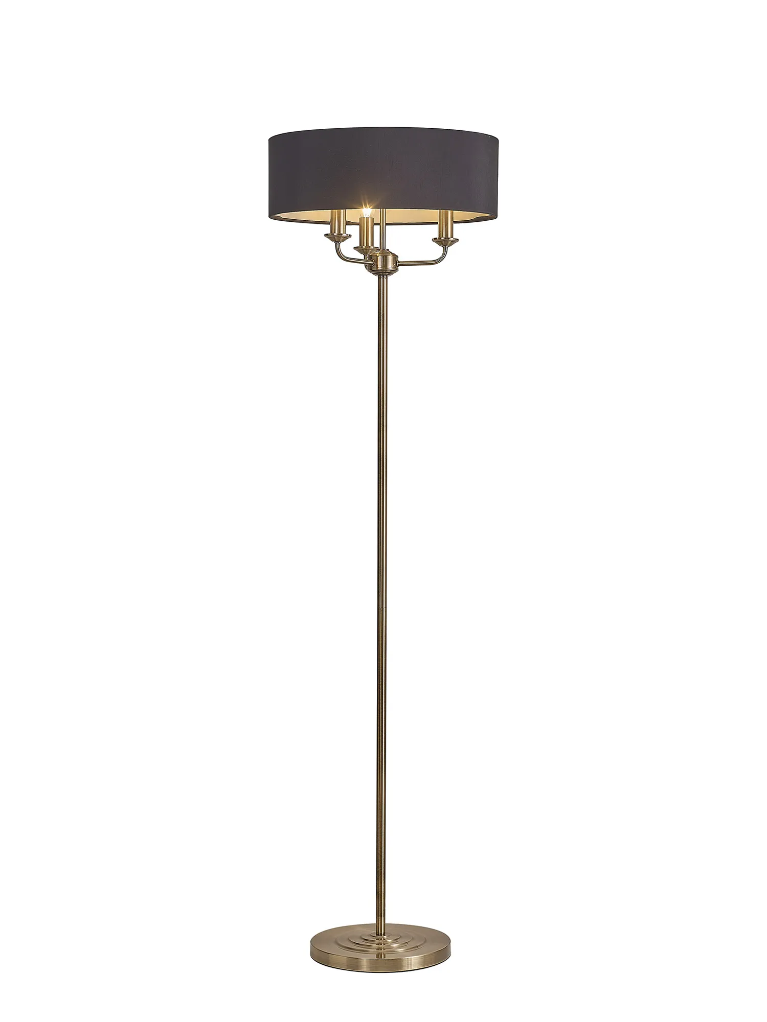 Banyan 45cm 3 Light Floor Lamp Antique Brass, Black